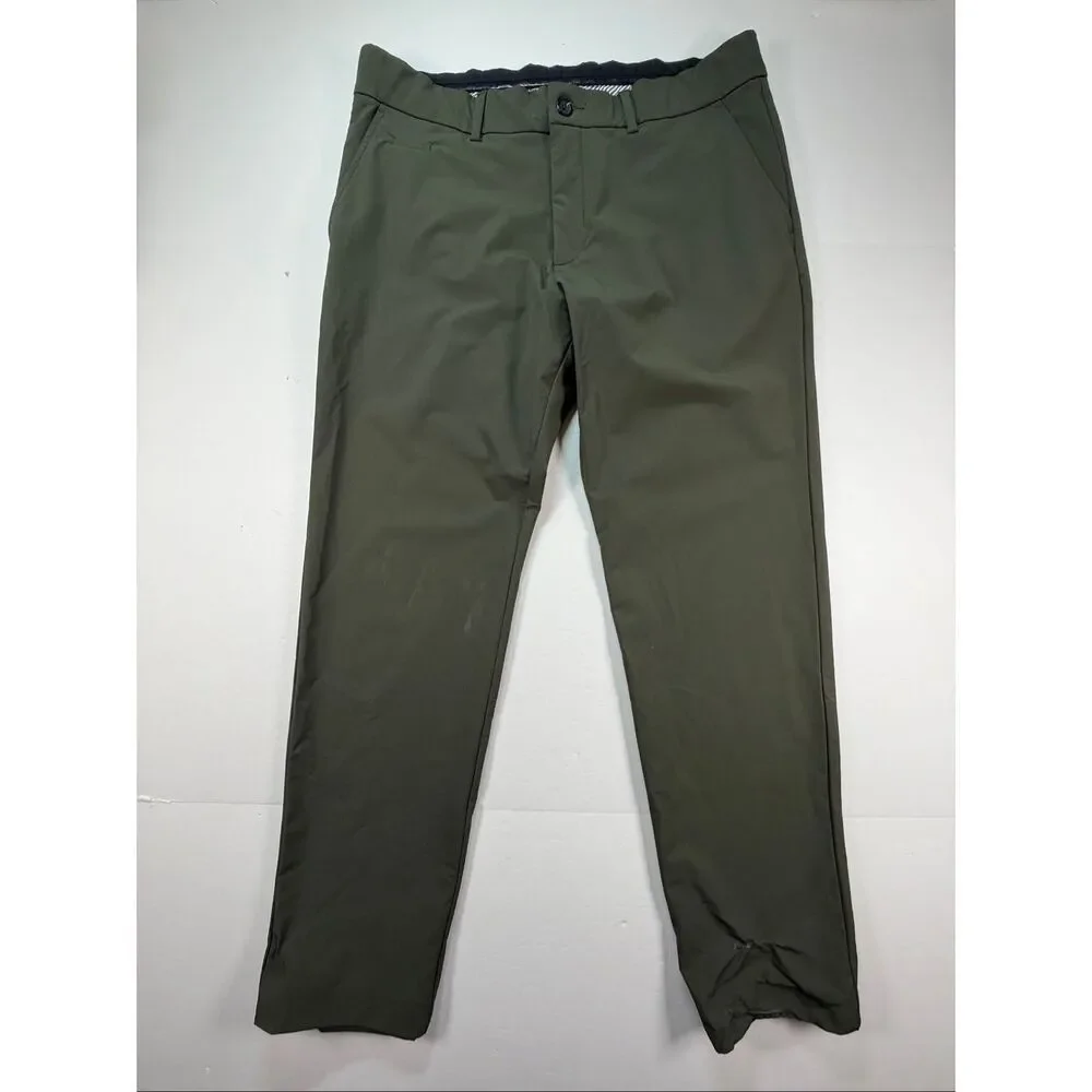 KJUS Ike Tailored Fit Golf Pants Men’s 35x32 Olive Green Stretch Performance